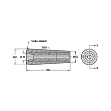 Load image into Gallery viewer, Kennametal B3M3-H Medium Straight Bore Boron Carbide Blast Nozzle, 3/16" Bore - dimension drawing