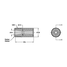 Load image into Gallery viewer, Kennametal B3S2-GV Medium Venturi Boron Carbide Blast Nozzle, 3/16" Bore, 3/4" Steel Thread - dimension drawing