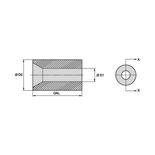 Load image into Gallery viewer, Kennametal CL166-6 Straight Bore Aluminum Oxide (Ceramic) Blast Nozzle, 3/8" Bore - dimension drawing