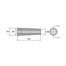 Load image into Gallery viewer, Kennametal C2-1-1/2 Straight Bore Aluminum Oxide (Ceramic) Blast Nozzle, 7/64" Bore - dimension drawing
