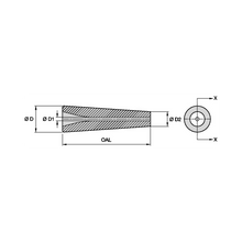 Load image into Gallery viewer, Kennametal C1-2 Straight Bore Aluminum Oxide (Ceramic) Blast Nozzle, 1/8" Bore - dimension drawing