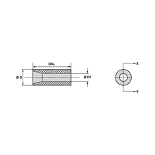 Load image into Gallery viewer, Kennametal B4L-62 Straight Bore Boron Carbide Blast Nozzle, 1/4" Bore - dimension drawing