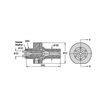 Load image into Gallery viewer, Kennametal 1912465 WIN Wet Blast Tungsten Carbide Blast Nozzle, 3/8" Bore, 3/4" Thread - dimension drawing