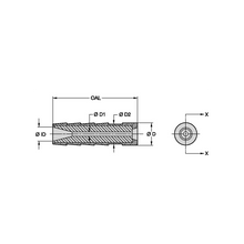 Load image into Gallery viewer, Kennametal B131-4 25mm Special Venturi Boron Carbide Blast Nozzle, 1/4" Bore - dimension drawing