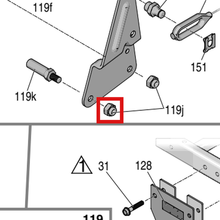 Load image into Gallery viewer, Graco 102040 HEX Lock Nut - item 119J highlighted in the Graco 3A3389EN parts diagram