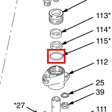 Load image into Gallery viewer, Graco 107078 Teflon O-Ring, top &amp; bottom of cylinder - item 115 highlighted in the Graco 306713EN parts diagram