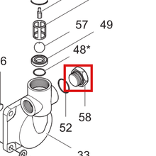 Load image into Gallery viewer, Graco 108644 PLUG, BOSS - item 58 highlighted in the Graco 307843EN-ZAT parts diagram