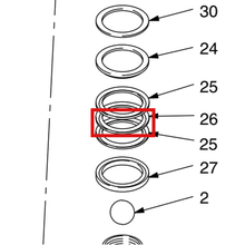 Load image into Gallery viewer, Graco 111293 PACKING, VEE - item 26 highlighted in the Graco 308155EN-V parts diagram