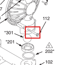 Load image into Gallery viewer, Graco 115645 Screw, Mach, Hex Washer HD - item 112 highlighted in the Graco 308368EN-ZAZ parts diagram