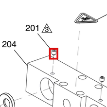 Load image into Gallery viewer, Graco 120891 SCREW,SET,SOCKET,CONE POINT - item 201 highlighted in the Graco 334135EN-F parts diagram
