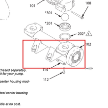 Load image into Gallery viewer, Graco 120970 MANIFOLD, INLET,2150 COND. PP - item 102 highlighted in the Graco 308550EN-ZAM parts diagram