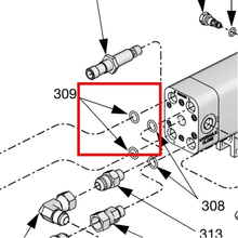 Load image into Gallery viewer, Graco 122714 O-RING,EP,904,70A - item 309 highlighted in the Graco 313536EN-ZAA parts diagram