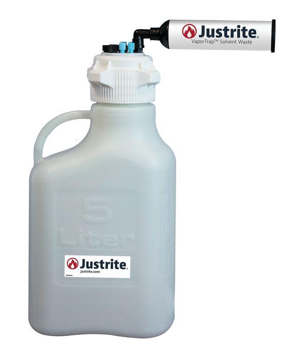 Justrite 5 Liter HDPE Carboy with Filter Kit, VaporTrap™, 4 Ports 1/8