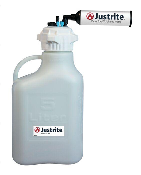Justrite 5 Liter HDPE Carboy with Filter Kit, VaporTrap™, 4 Ports 1/8