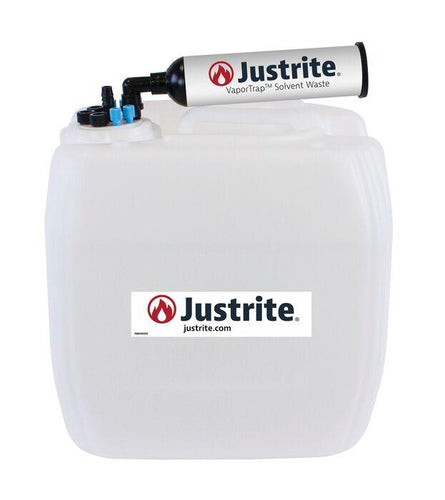Justrite 13.5 Liter HDPE Carboy with Filter Kit, UN/DOT Certfied, VaporTrap, 4 Ports 1/8