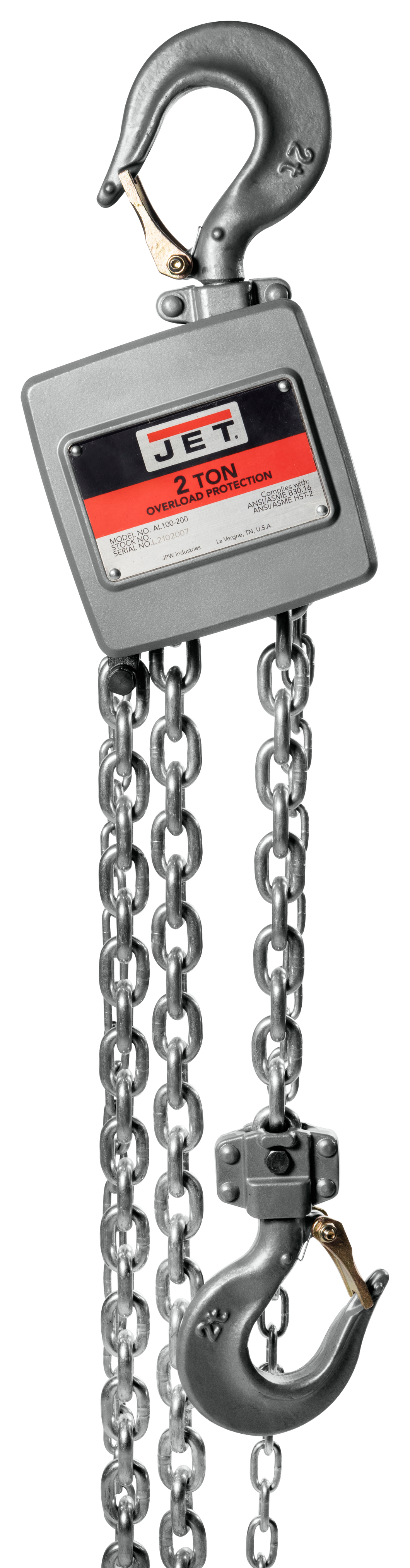 JET AL100 Series 2-Ton Aluminum Hand Chain Hoist with 40ft of Lift | AL100-200-40