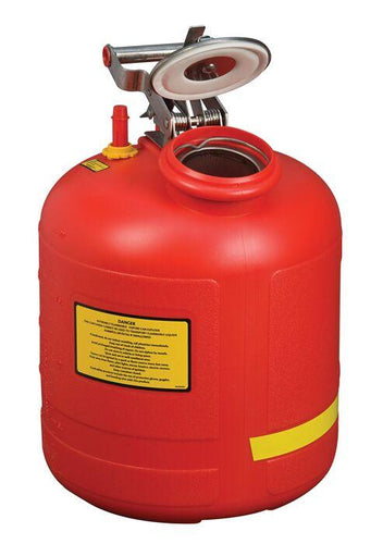 Justrite 5-Gallon, Polyethylene Safety Can for Liquid Disposal, Built-In Fill Gauge, Red - 14565