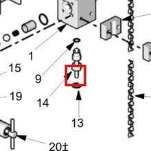 Load image into Gallery viewer, Graco 15D983 VALVE, DRAIN - item 14 highlighted in the Graco 310654EN-G parts diagram