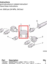 Load image into Gallery viewer, Graco 15K497 Manifold, Outlet - highlighted in parts diagram