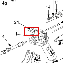 Load image into Gallery viewer, Graco 15X116 PIN, TRIGGER PIVOT, 4-40 - item 24 highlighted in the Graco 311209EN parts diagram