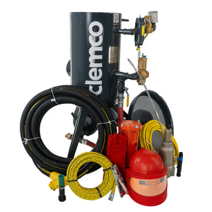 Clemco 23909 3 Cubic Foot Blast Machine Packages with 1-1/4” piping  16” diameter - Auto Quantum Valve with Abrasive Cut off Switch - SaFety Gear
