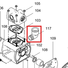 Load image into Gallery viewer, Graco 16A942 FITTING, EXHAUST HOSE - item 117 highlighted in the Graco 3A6783EN parts diagram