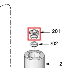 Load image into Gallery viewer, Graco 16F947 NUT, RETAINER - item 201 highlighted in the Graco 332514EN-U parts diagram