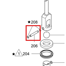 Load image into Gallery viewer, Graco 16P147 PIN,INLET CHECK,2 - item 206 highlighted in the Graco 3A2977EN-M parts diagram