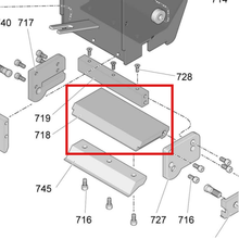 Load image into Gallery viewer, Graco 17D540 BAR,SHEAR BASE,8" - item 718 highlighted in the Graco 3A1738EN parts diagram