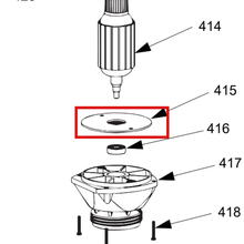 Load image into Gallery viewer, Graco 17P980 DISK,GUIDE - item 415 highlighted in the Graco 3A4586EN-F parts diagram