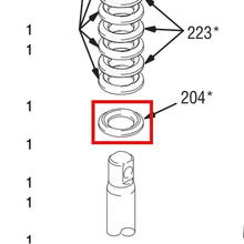 Load image into Gallery viewer, Graco 183176 GLAND, PACKING, MALE - item 204 highlighted in the Graco 309277EN-ZAJ parts diagram