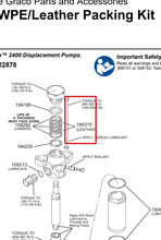 Load image into Gallery viewer, Graco 184315 Packing  Vee  Leather - highlighted in parts diagram