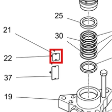 Load image into Gallery viewer, Graco 184446 PLATE,DESIGNATION - item 21 highlighted in the Graco 3A4100EN-F parts diagram