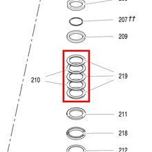 Load image into Gallery viewer, Graco 187072 PACKING, VEE - item 219 highlighted in the Graco 313890EN-L parts diagram