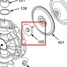 Load image into Gallery viewer, Graco 187712 PLATE  DIAPHRAGM - item 105 highlighted in the Graco 308981EN-ZBB parts diagram