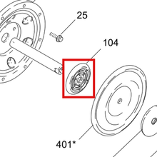 Load image into Gallery viewer, Graco 188607 PLATE  DIAPHRAGM - item 104 highlighted in the Graco 313385EN-F parts diagram