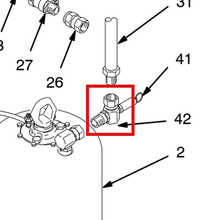 Load image into Gallery viewer, Graco 192171 FITTING, UNION, ADAPTER, 90 DEG - item 42 highlighted in the Graco 308027EN-ZAD parts diagram