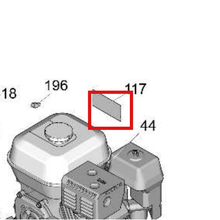Load image into Gallery viewer, Graco 194126 Warning Label - item 117 highlighted in the Graco 3A3390EN parts diagram