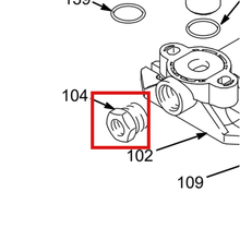 Load image into Gallery viewer, Graco 194367 PLUG, 3/4-14 BSPT - item 104 highlighted in the Graco 308981EN-ZBB parts diagram