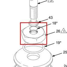 Load image into Gallery viewer, Graco 196243 NUT, PISTON - item 26 highlighted in the Graco 309176EN-A parts diagram
