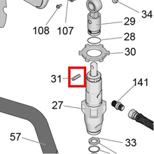 Load image into Gallery viewer, Graco 196762 Straight Pin - item 31 highlighted in the Graco 3A4587EN parts diagram