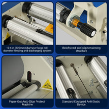 Load image into Gallery viewer, MechMaxx 65" Wide Format Full-Auto Cold &amp; Heat Assisted Pneumatic Laminator Machine with 4 Trimmers, Max Speed 40ft/min, 63" Max Width, 1.1" Max Thickness, Infrared Heating, Digital Control Pneumatic 