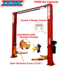 Load image into Gallery viewer, Katool KT-M120 12000 lbs. Clear Floor Two Post Lift