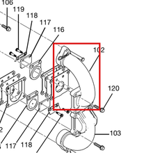 Load image into Gallery viewer, Graco 20A296 MANIFOLD,INLET,MACHINING - item 102 highlighted in the Graco 3A8693EN-C parts diagram