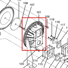 Load image into Gallery viewer, Graco 20A298 COVER,FLUID,MACHINING - item 101 highlighted in the Graco 3A8693EN-C parts diagram
