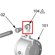 Load image into Gallery viewer, Graco 217430 FITTING, SWIVEL, UNION, 90 DEG - item 104 highlighted in the Graco 309815EN-T parts diagram