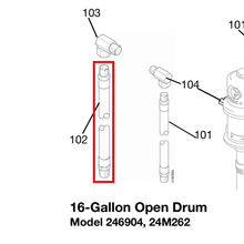Load image into Gallery viewer, Graco 220591 HOSE, COUPLED, 6 FT - item 102 highlighted in the Graco 307883EN-N parts diagram