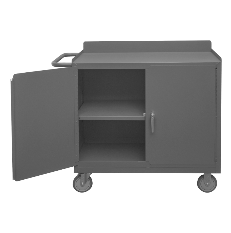 Durham 2210A-LU-95 Mobile Bench Cabinet, 1 Shelf, 2 Doors, 18-1/4 X 42-1/8 X 36-3/8