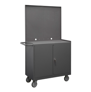 Durham 2210A-PB-LU-95 Mobile Bench Cabinet, 1 Shelf, Pegboard Panel, 18-3/8 X 42-1/4 X 66-7/8