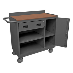 Durham 2212A-TH-LU-95 Mobile Bench Cabinet, 2 Adjustable Shelves, Hard Board Top, 18-1/4 X 42-1/16 X 36-3/8